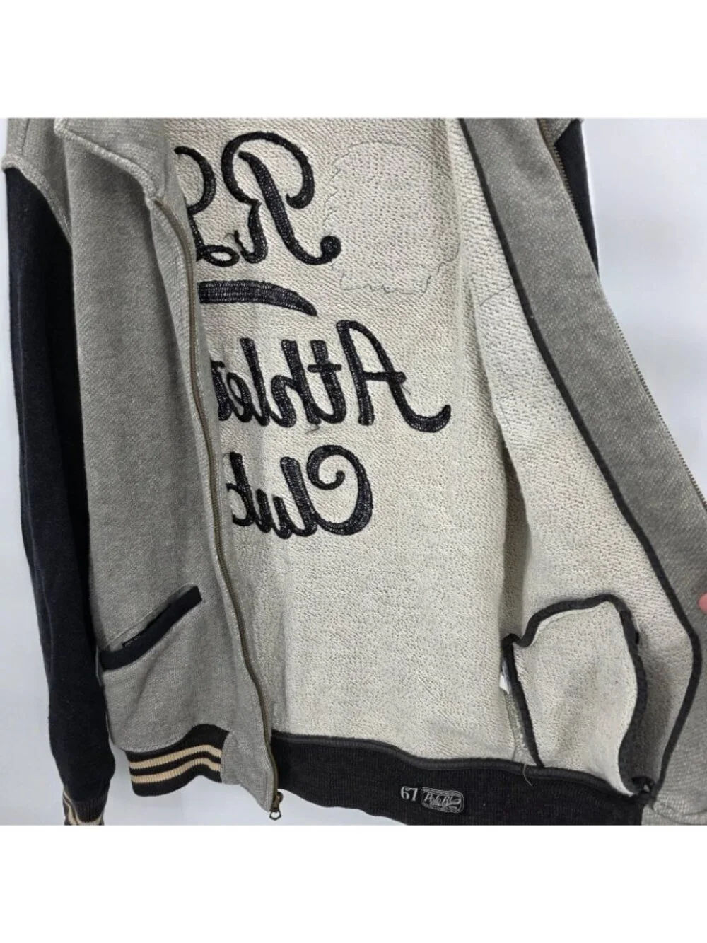 Vintage Polo Ralph Lauren Jacket Mens M Gray Varsity Indian Head Athletic Club